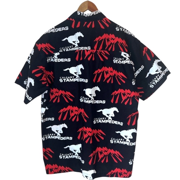 Calgary Stampeders CFL Canada Horses Mountains Button Up Light Cotton Fan Shirt - Picture 2 of 7